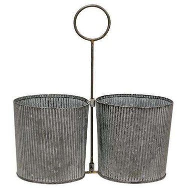 Washed Galvanized Metal Caddy - The Fox Decor